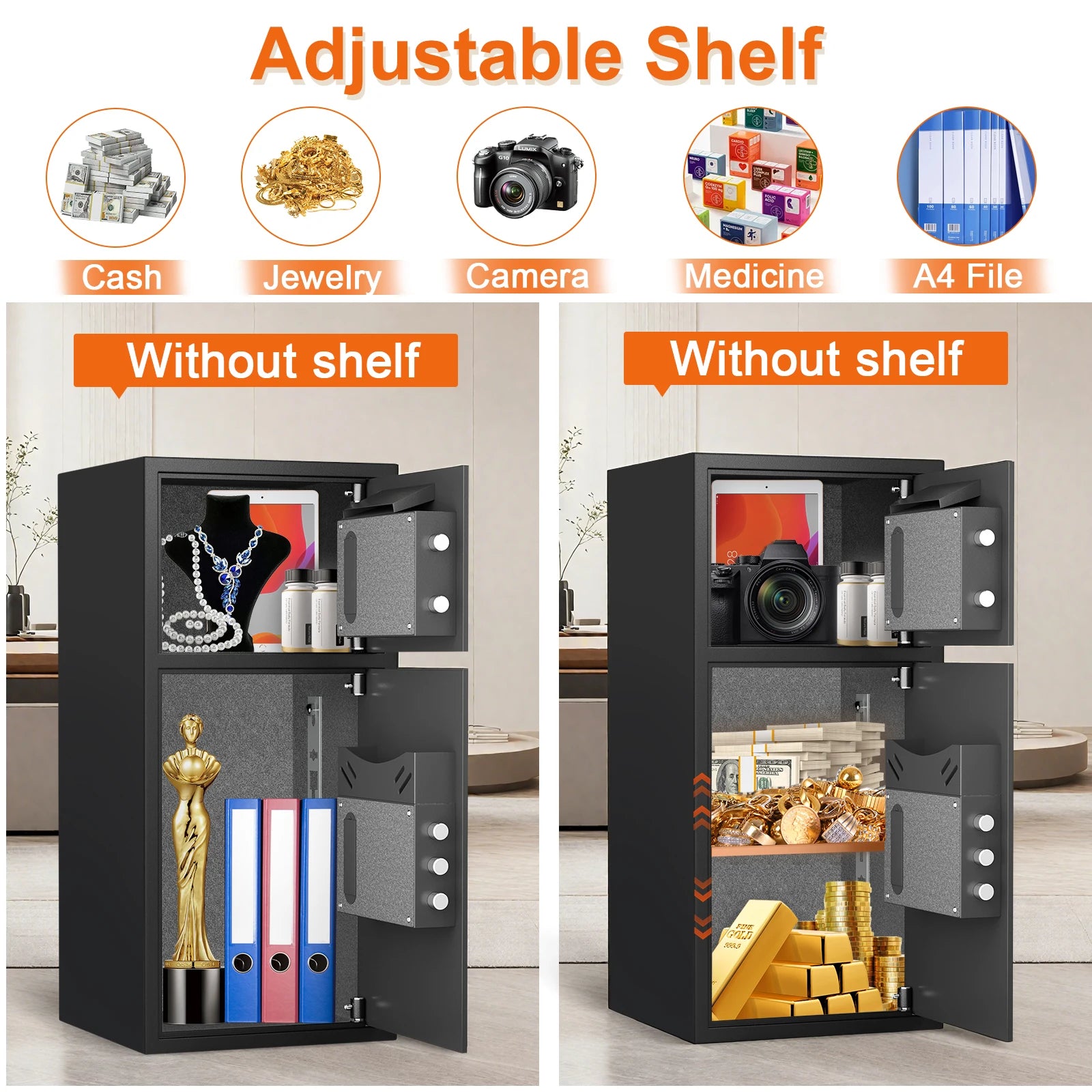 6.0 Cuft Large Fingerprint Home Safes