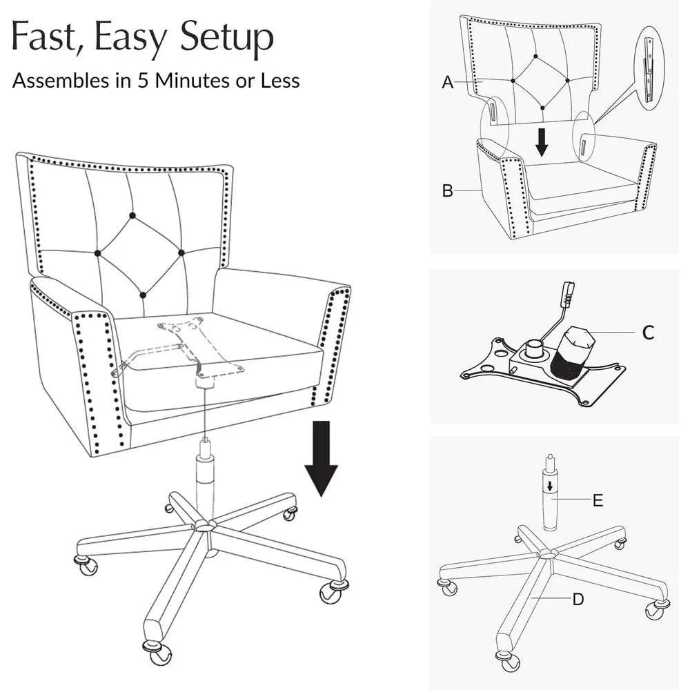 Leather Swivel Office Chair with 360° Rotation, Adjustable Height,