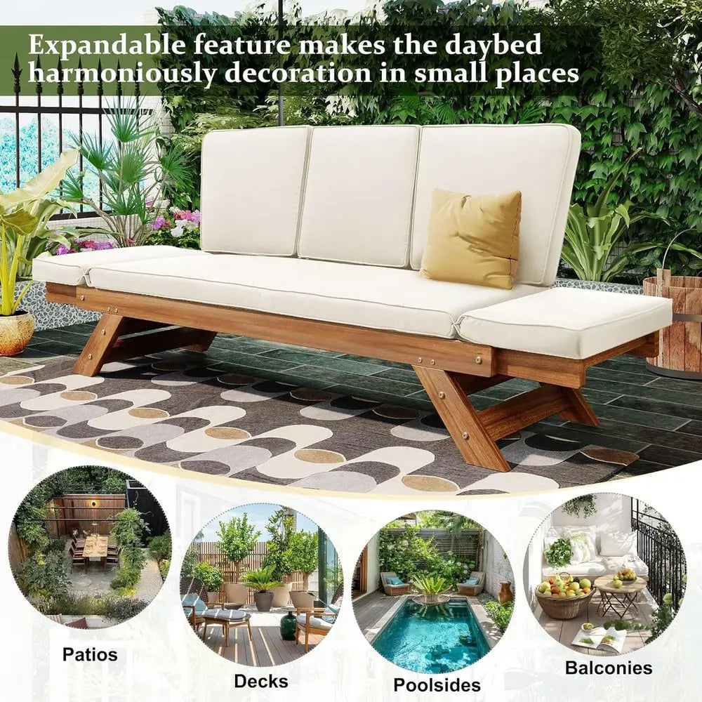 Wooden Outdoor Daybed Chaise Lounge