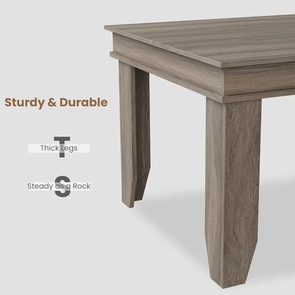 Sturdy Wooden 71 Grey Walnut Dining Table for 6-8 People