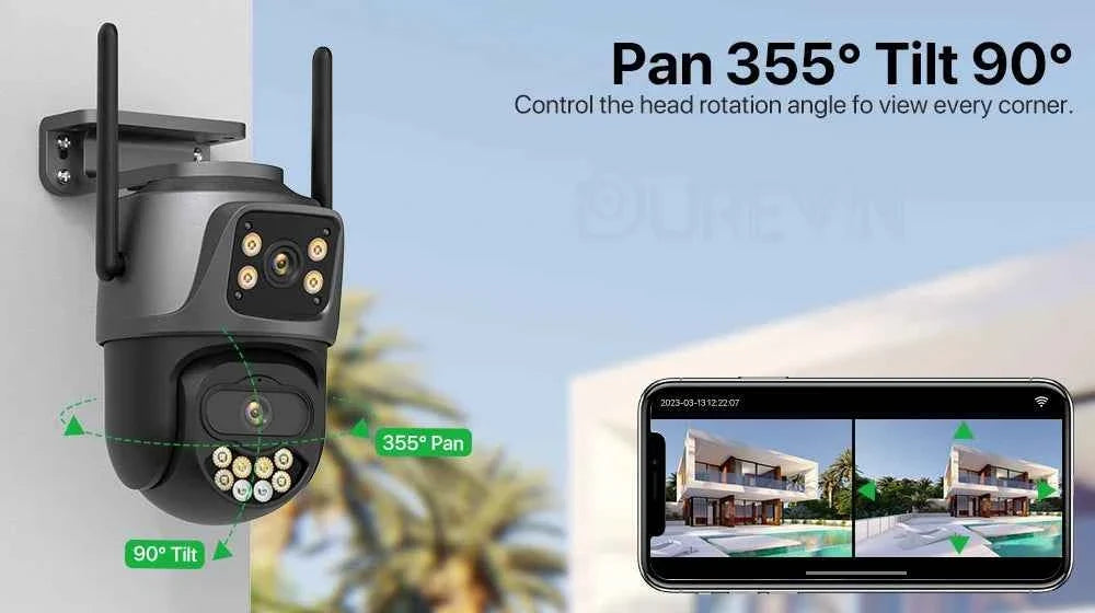 External Wifi PTZ Camera Dual Lens 4K 8MP HD Outdoor IP Camera 4MP Auto Tracking