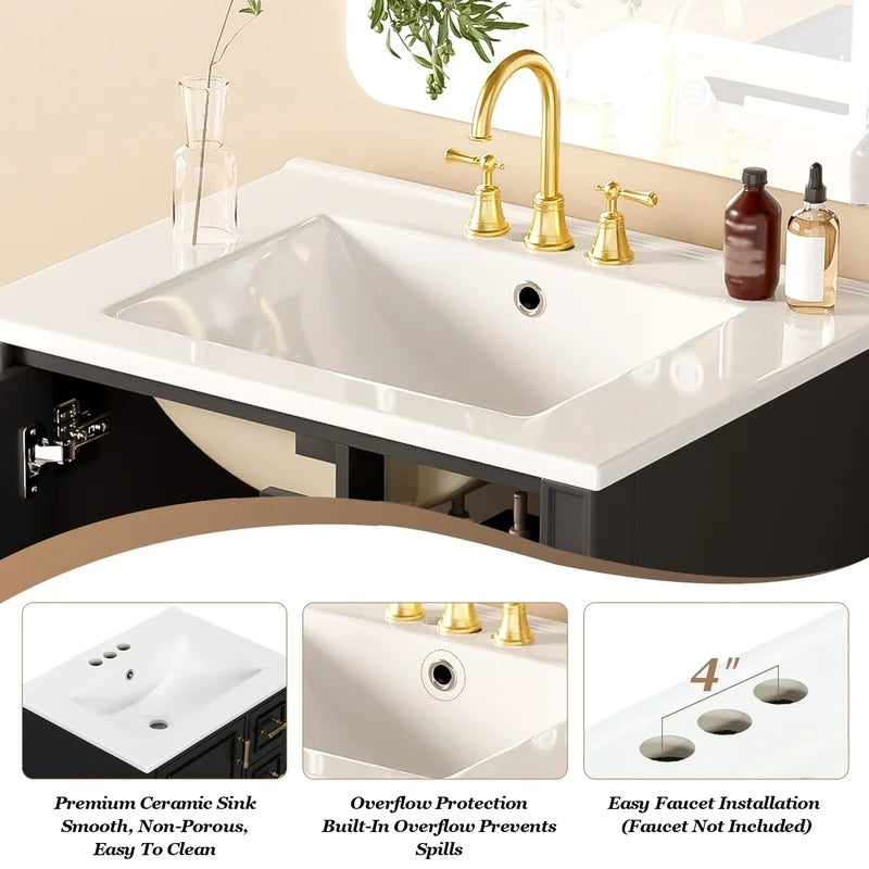 24" Modern Bathroom Vanity with Ceramic Sink