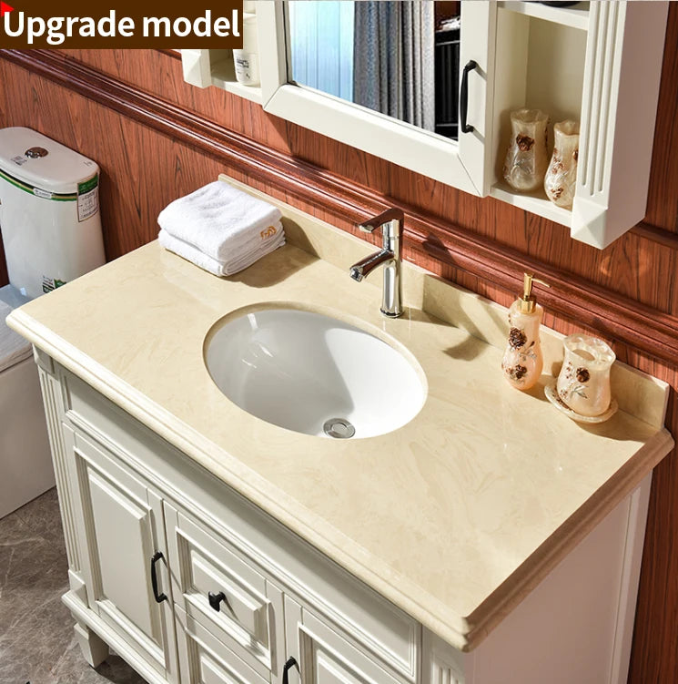 American Red Oak Solid Wood Bathroom Cabinet and Storage Mirror Cabinet