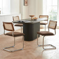 Faux Leather Rattan Dining Chairs 4