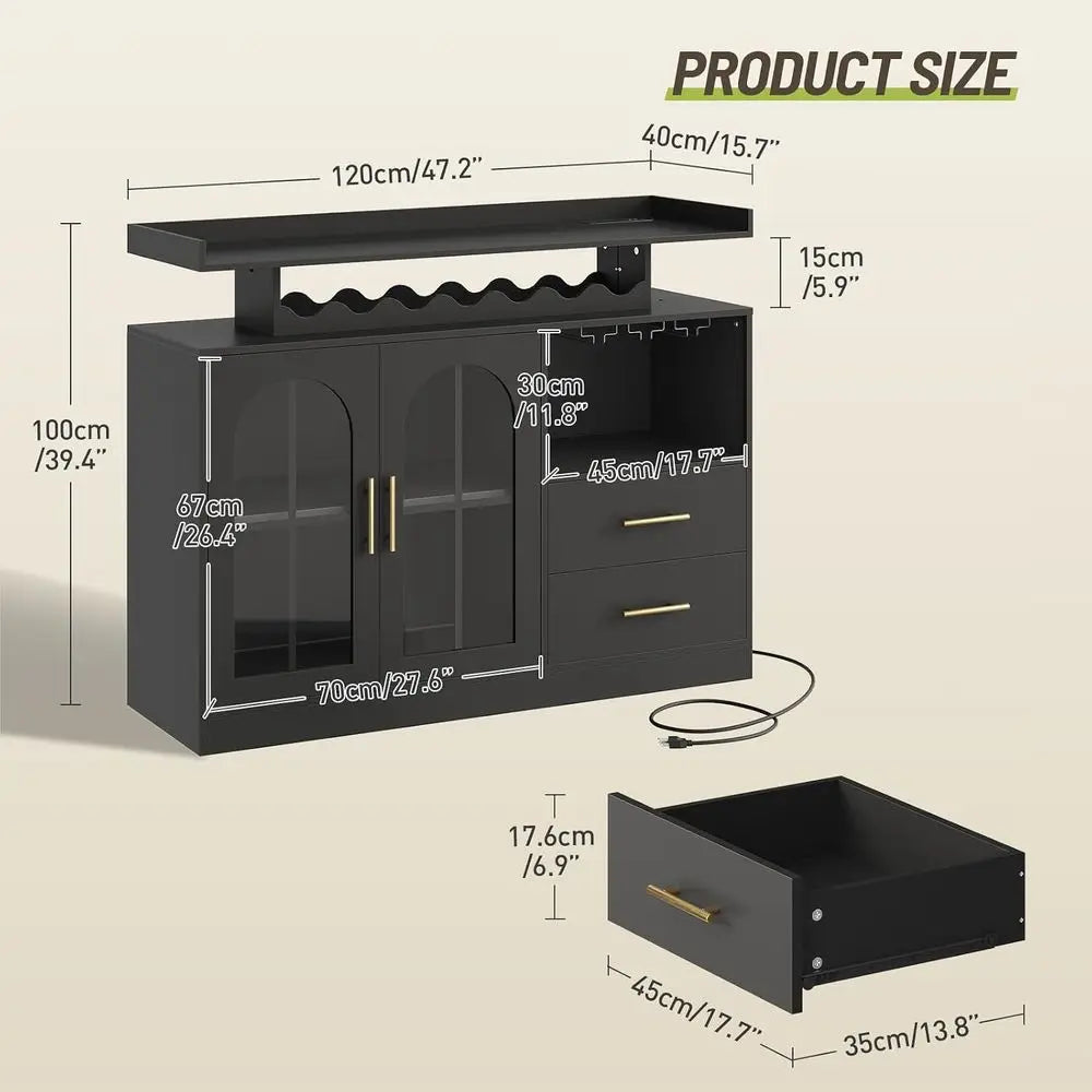 LED-Illuminated Wine Bar Cabinet