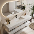 Slanted Basin Bathroom Vanity Set with Integrated Stone Slab