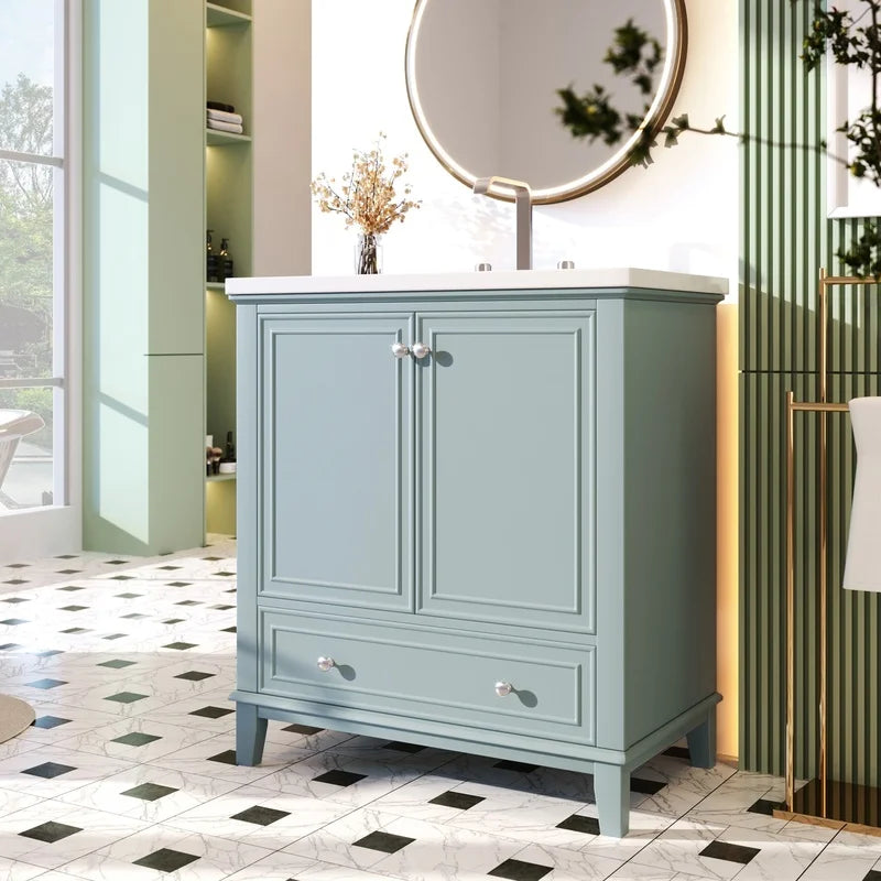 30" Green Bathroom Vanity with Sink