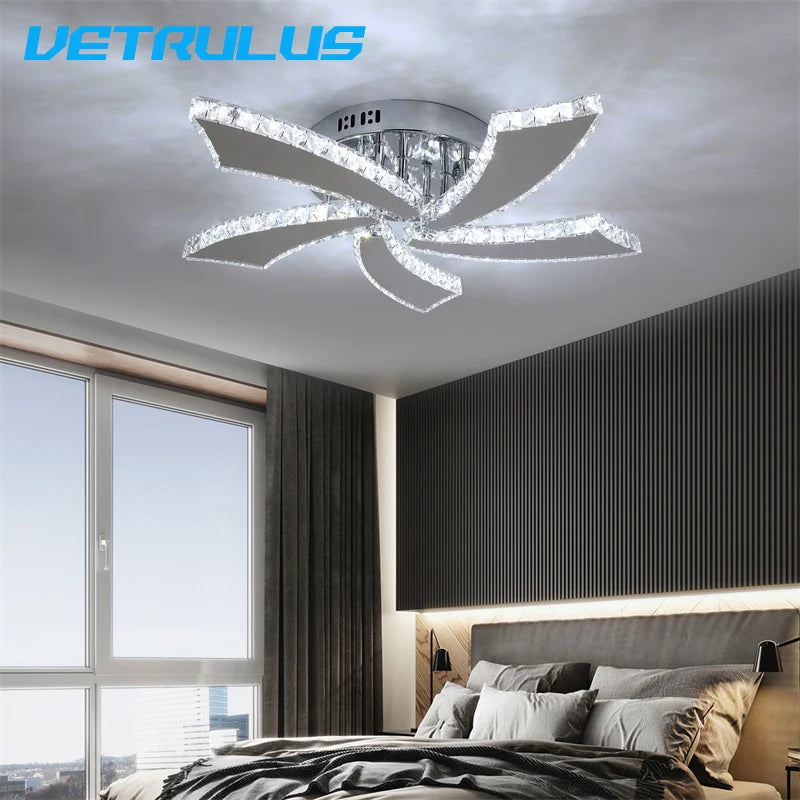 Modern Chandelier Ceiling Fan With Led Lamp