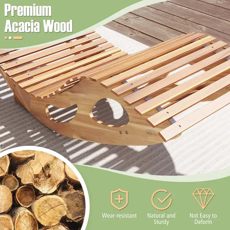 Acacia Wood Patio Rocking Sun Lounger