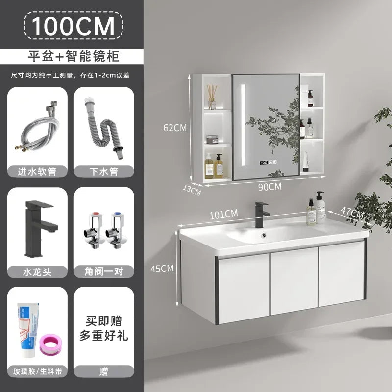 Modern Floating Bathroom Vanity with Sink, 3 Soft-Close Drawers