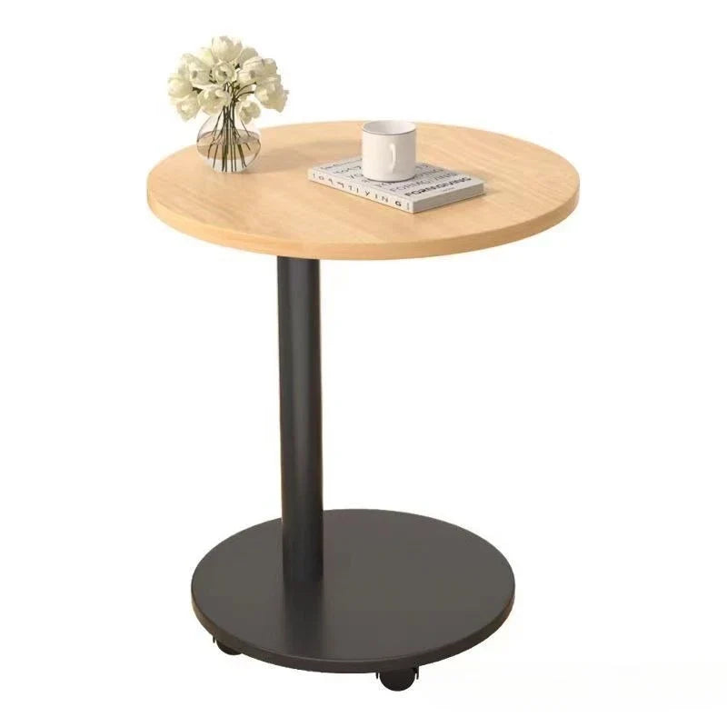 Modern Round Dining Table Portable Foldable Wheeled Side Table