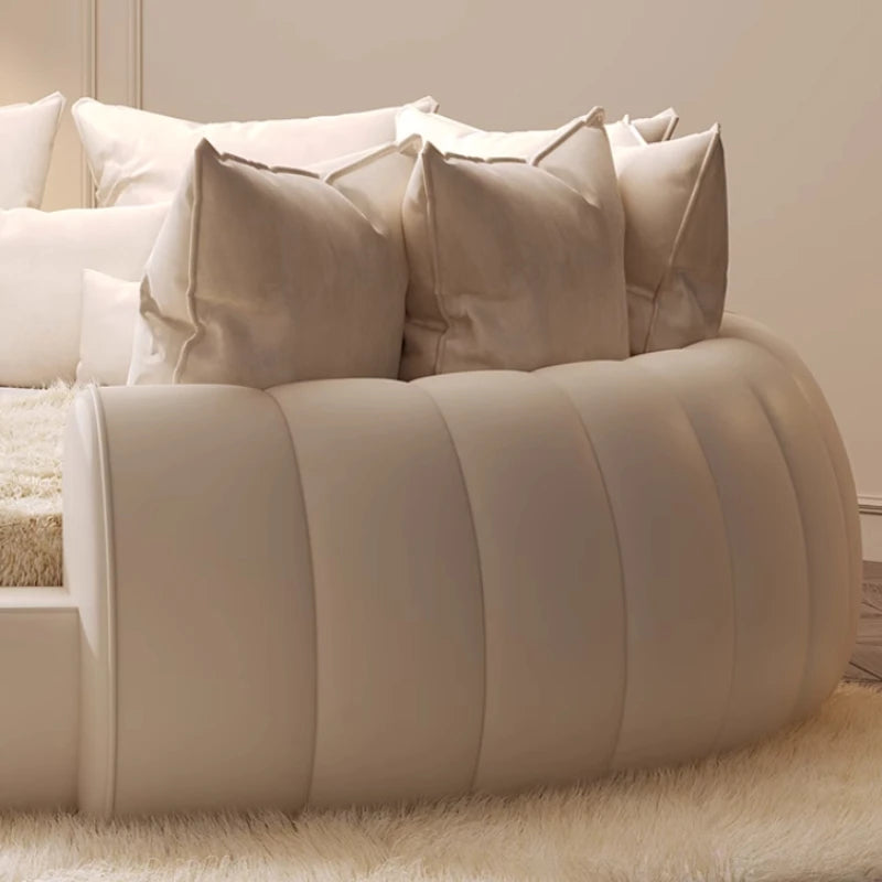 Genuine Leather Bed Round King Size