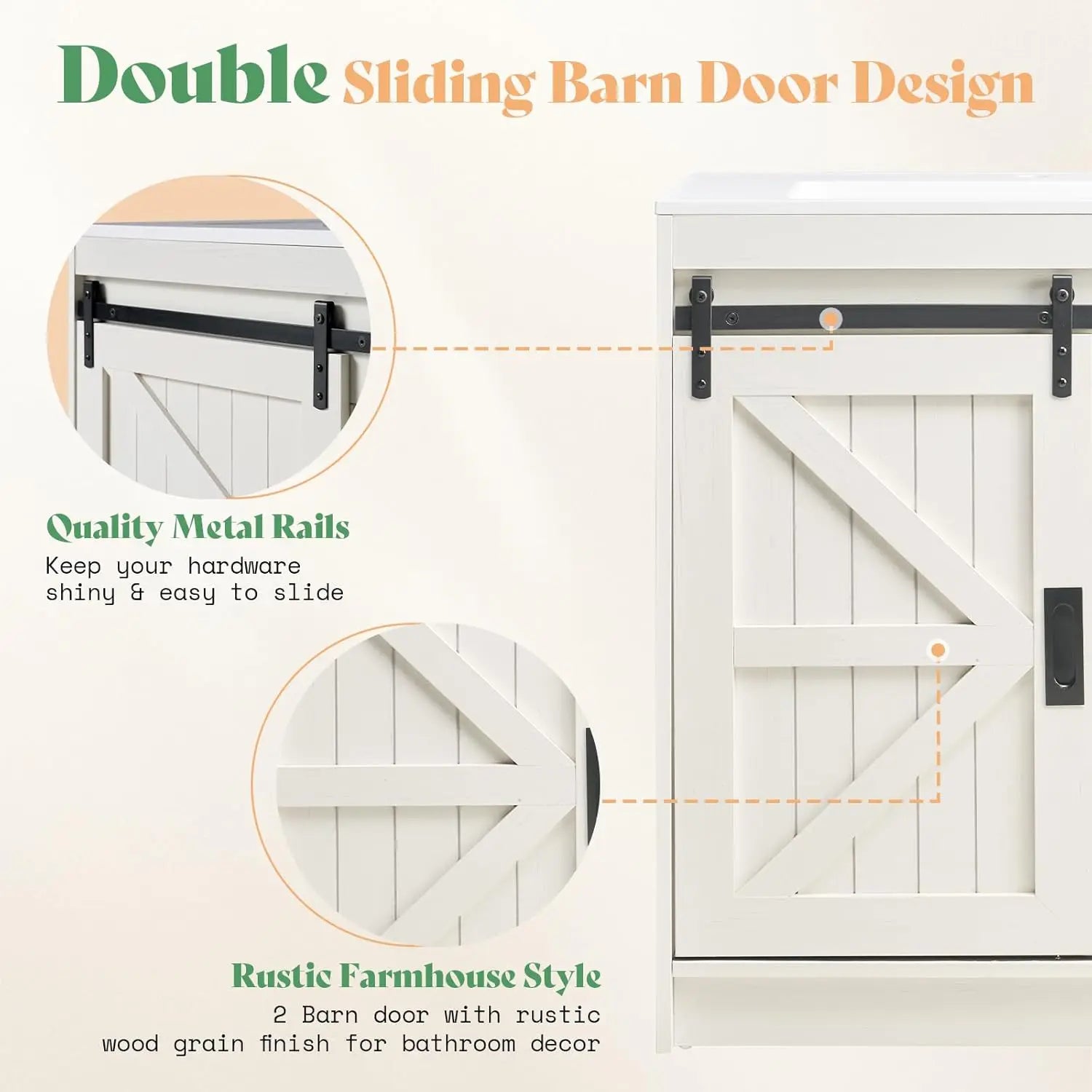 61" Farmhouse Double Bathroom Vanity with Sink Combo