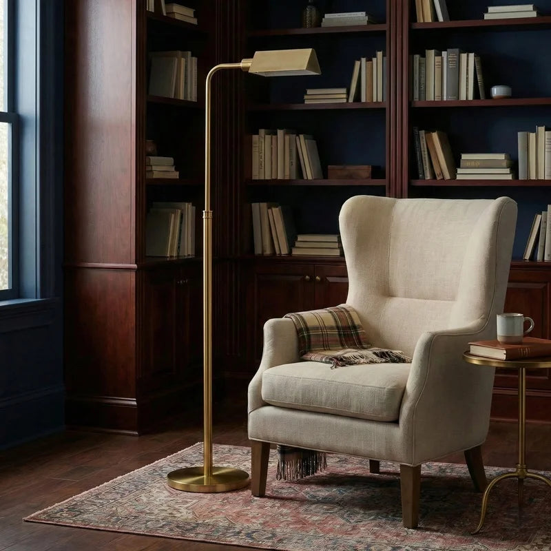 Minimalist Floor Lamp, Slim Standing Light with Neutral Shade,