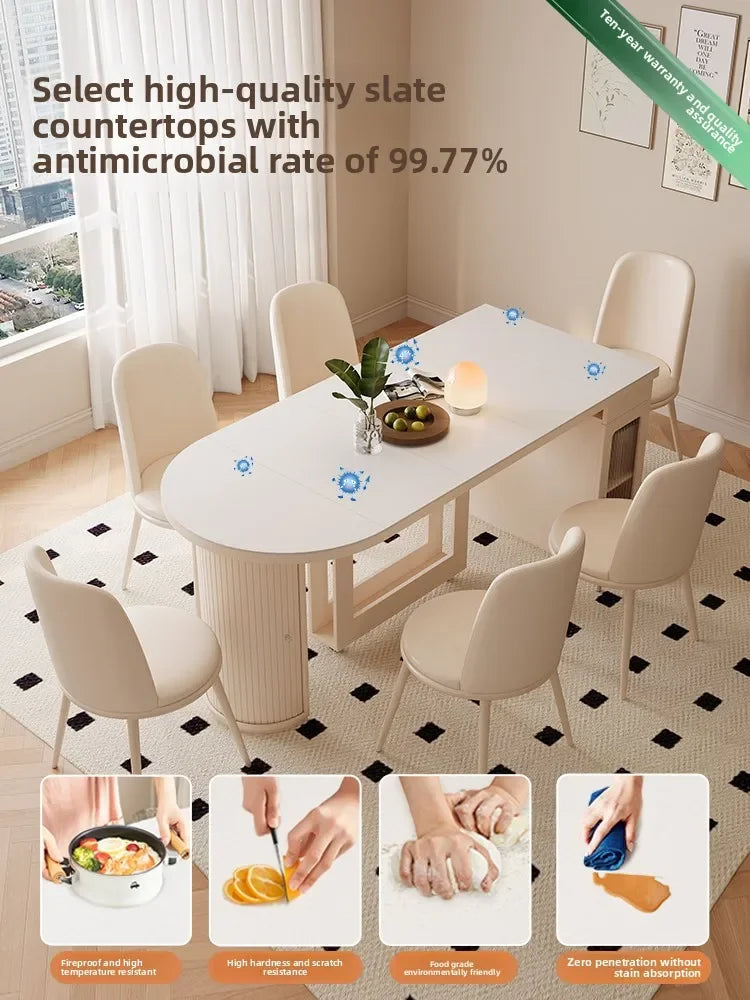 Retractable dining table small round foldable