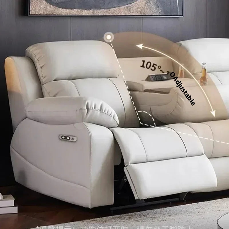 Genuine Leather Electric Italian Recliner Sofa Loveseat