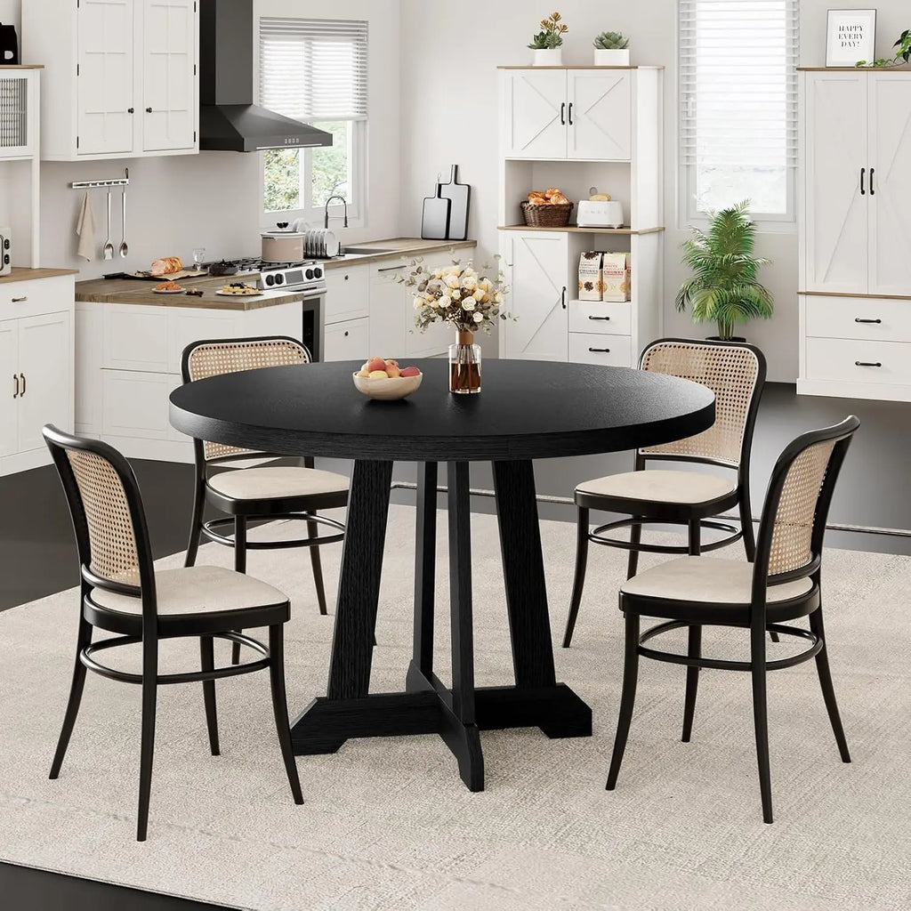 Round Dining Table For 4  With Wooden Base