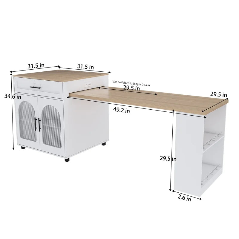 80-inch Expandable Kitchen Island
