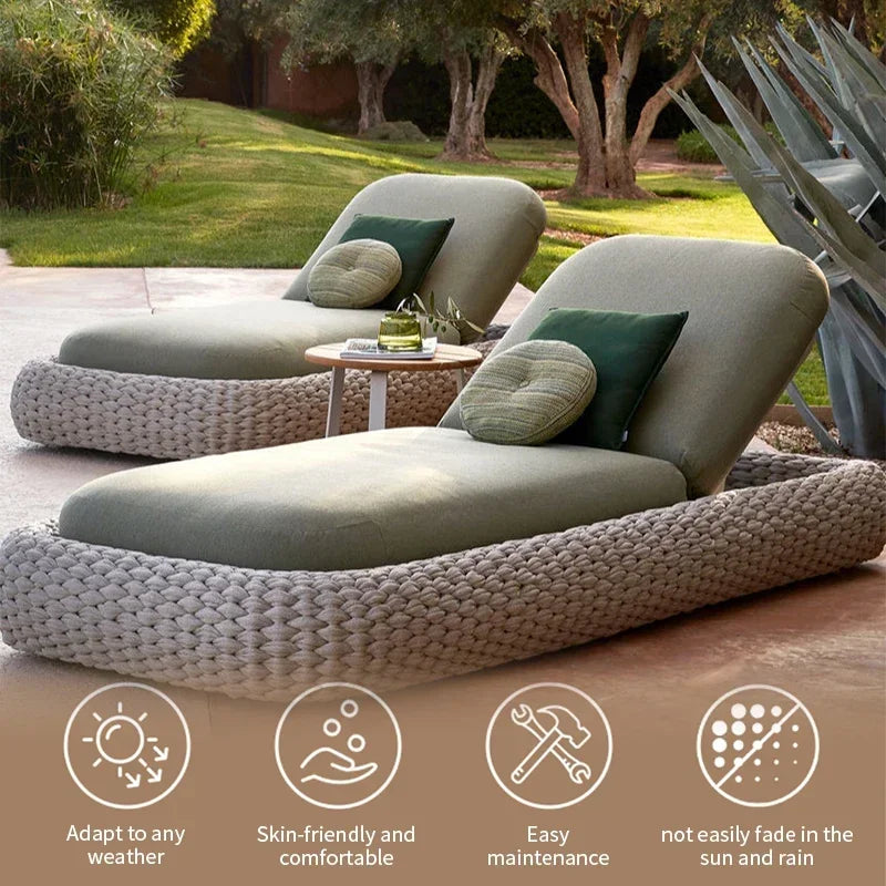 Aluminum Rattan Outdoor Lounger