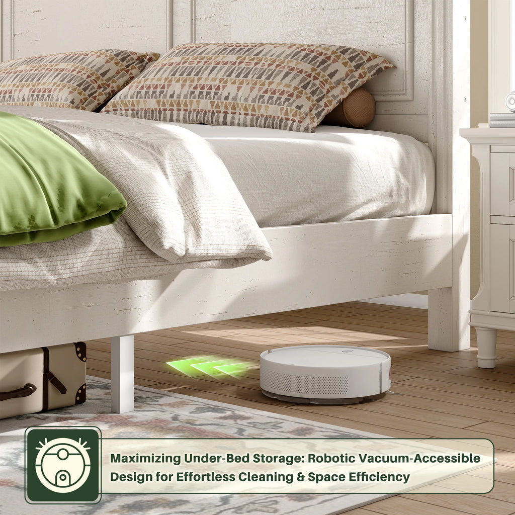 Tall 51.25" H Headboard Bed Frame with 2 with Storage Drawers