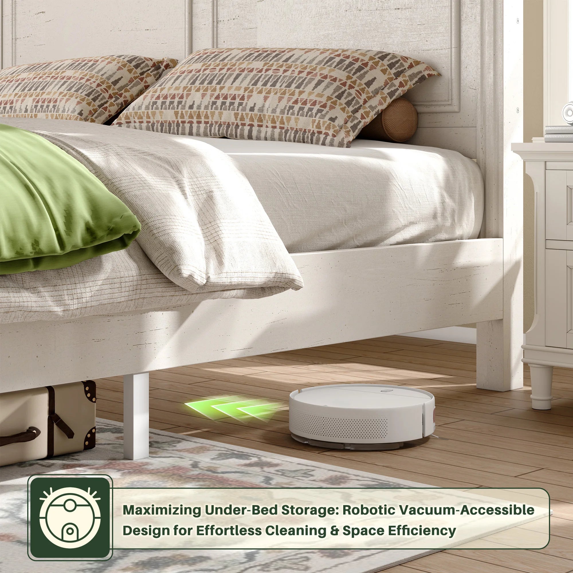 Tall 51.25" H Headboard Bed Frame with 2 with Storage Drawers