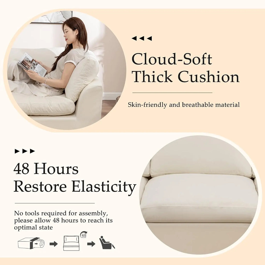 110" Modular Sectional Sofa with Ottoman, Deep Seat Fluffy Chenille, L-Shape Couch