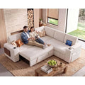86 Sectional Sofa with Pull-Out Bed, 5-Seat L-Shaped Corduroy Couch,