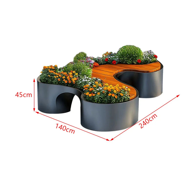Outdoor flower box seat combination