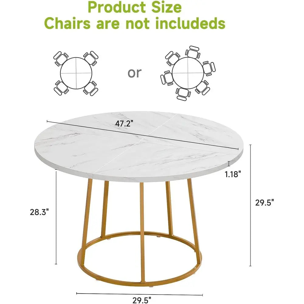 Wooden & Marble Round Dining Table