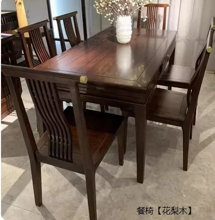 New Chinese-style all-solid wood rectangular dining table and chair combination