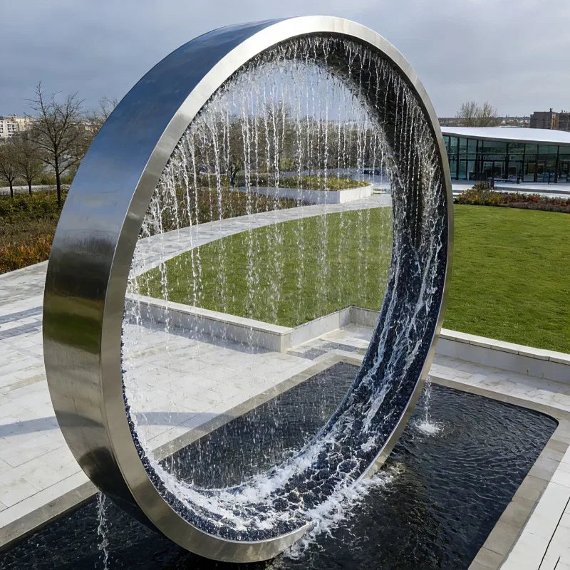 Garden Decorative Art Metal LED Light Ring Waterfall