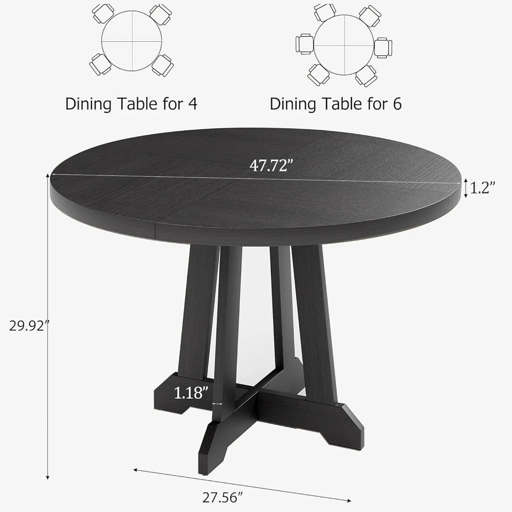 Round Dining Table For 4  With Wooden Base