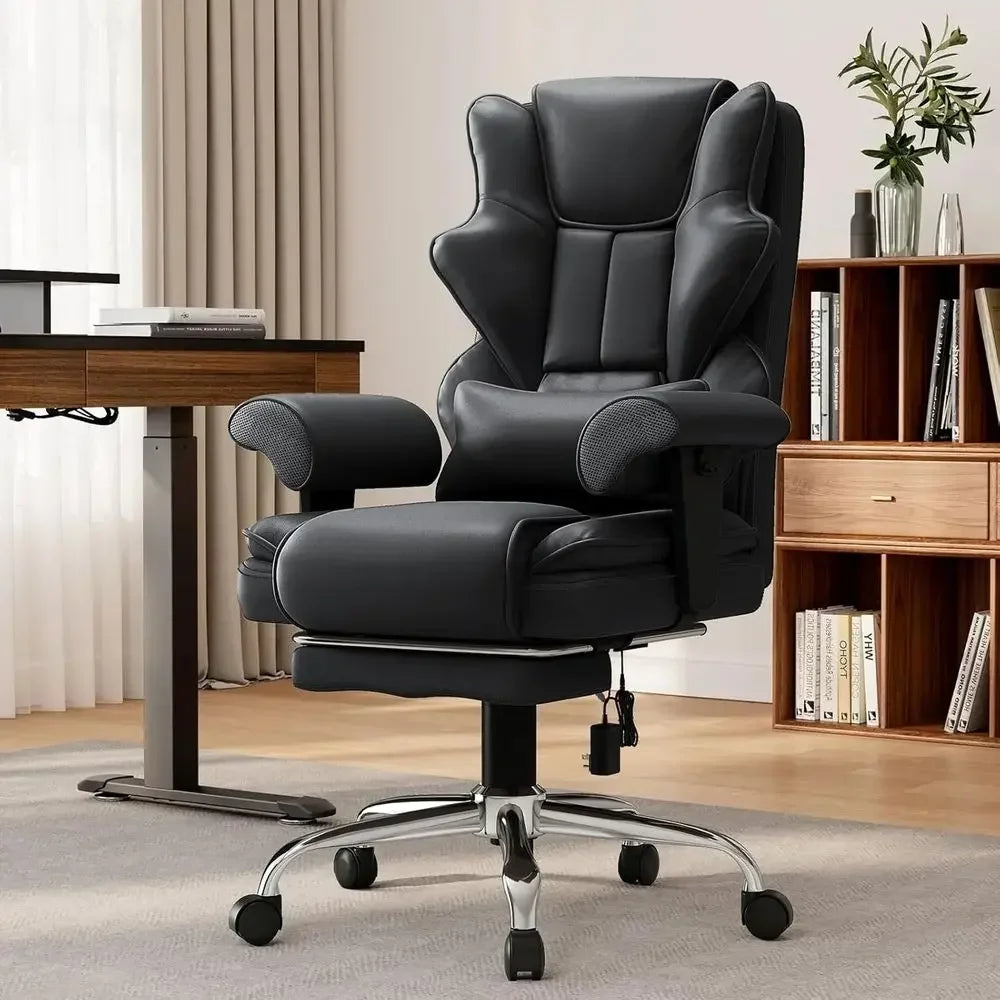 7-Point Massage Oice Chair,Heated Desk Manageral Chair,Ergonomic Executive Chair with ootrest,Adjustable Armrest，Computer Chair