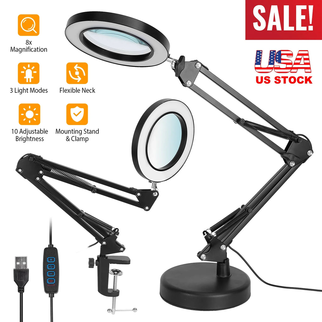 2-in-1 8X LED Magnifying Lamp with Light,