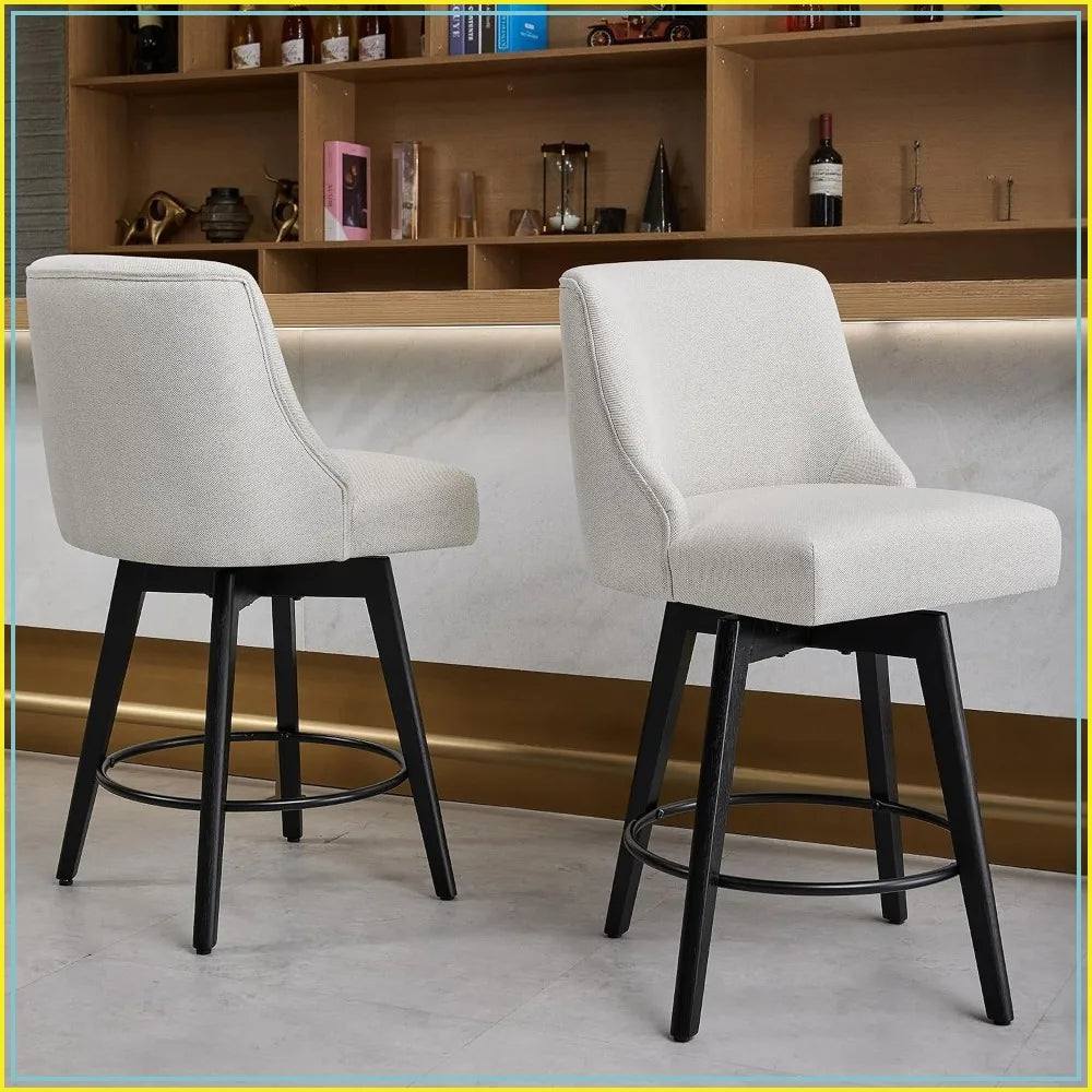 26" Swivel Counter Height Bar Stools Set of 2, Linen Fabric