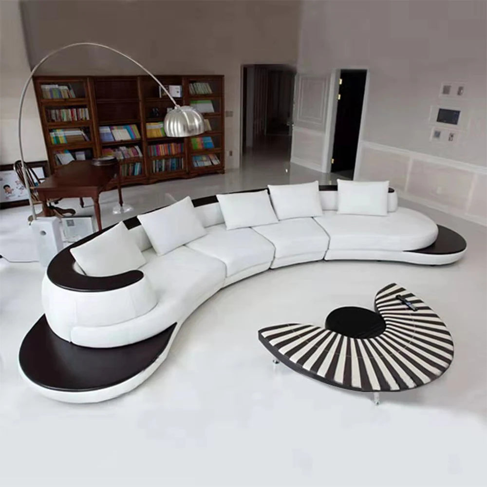 Luxury Modern Curved Genuine Leather Sofa Sectional Couch
