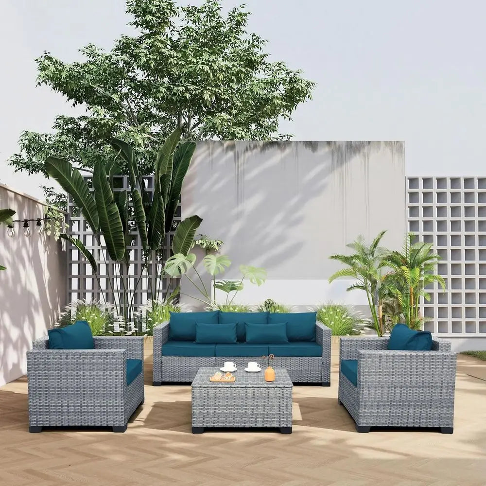 4 Piece Wicker Patio Furniture Set