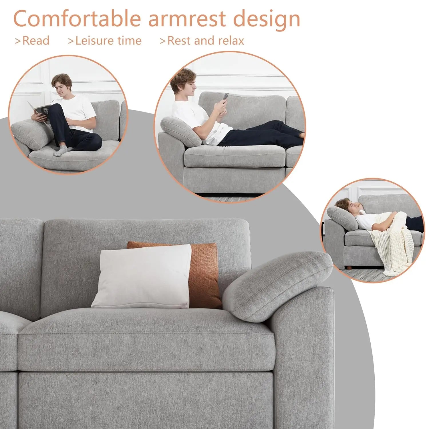 Oversized L Shape Sectional Modular Sofa,