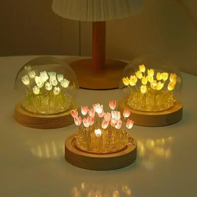 LED Ornaments Handmade Artificial Tulip Flower Night Lamp