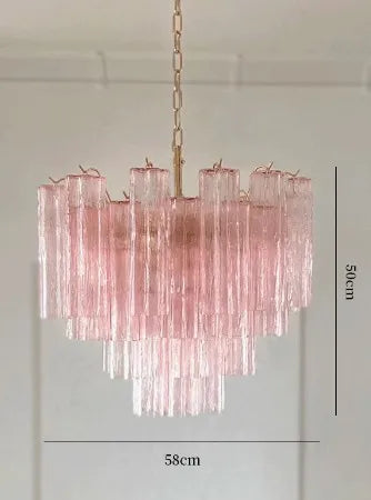 Art Deco Stained Glass Tube Chandeliers