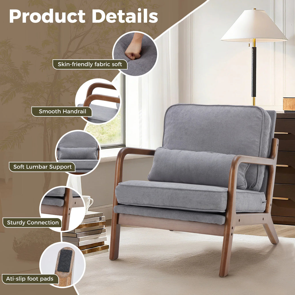 Modern Chair Solid Wooden Frame