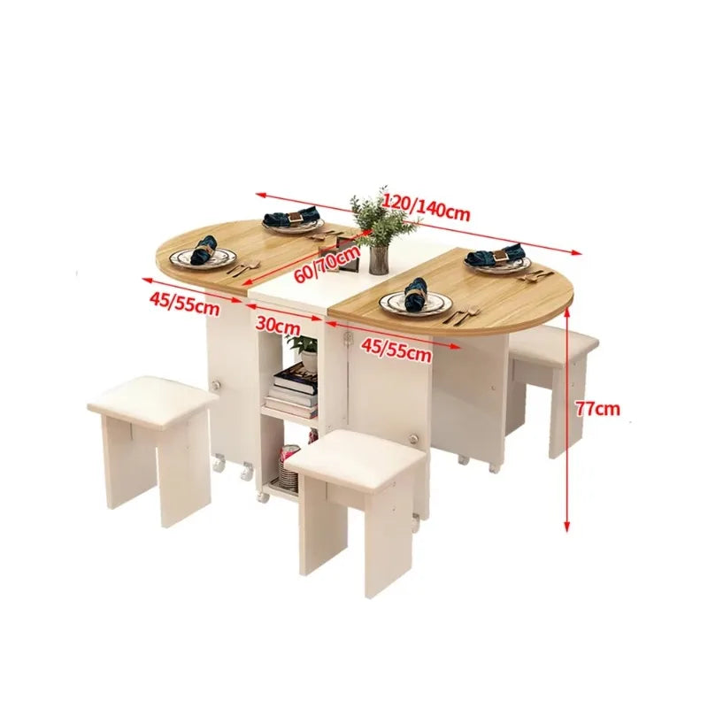 Italian Folding Dining Table 4 Stools