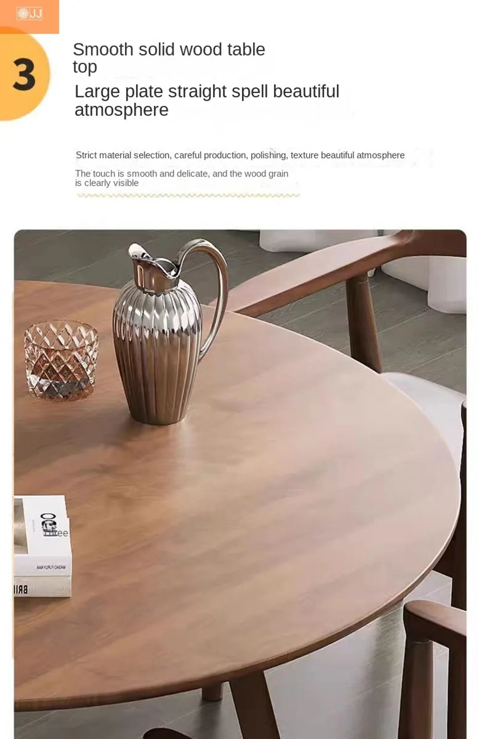 Japanese style round solid wood  dining table