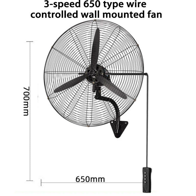 Wall Mounted Industrial Fan Metal Blade High Velocity Fan Wired Remote Control