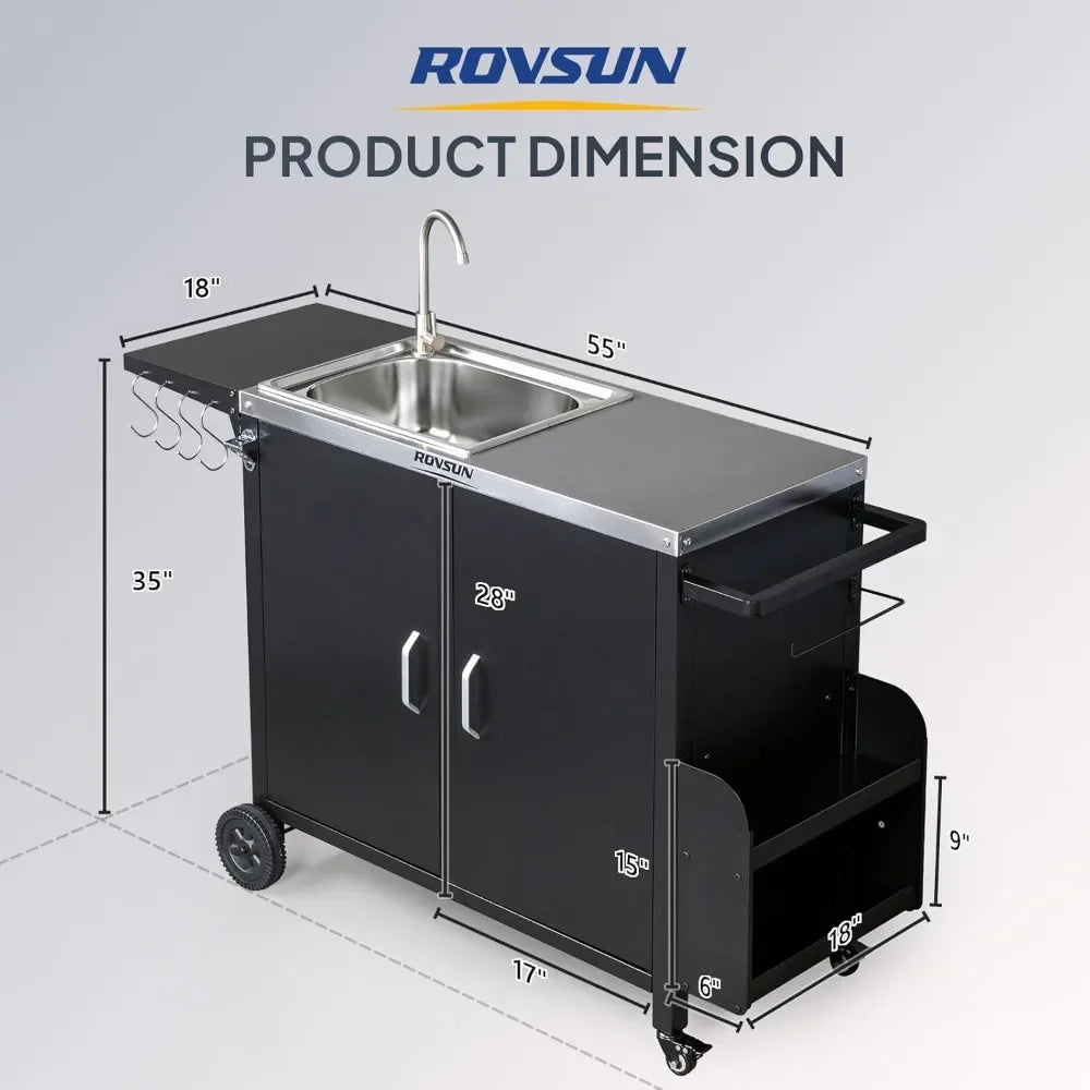 Outdoor Grill Cart with Sink
