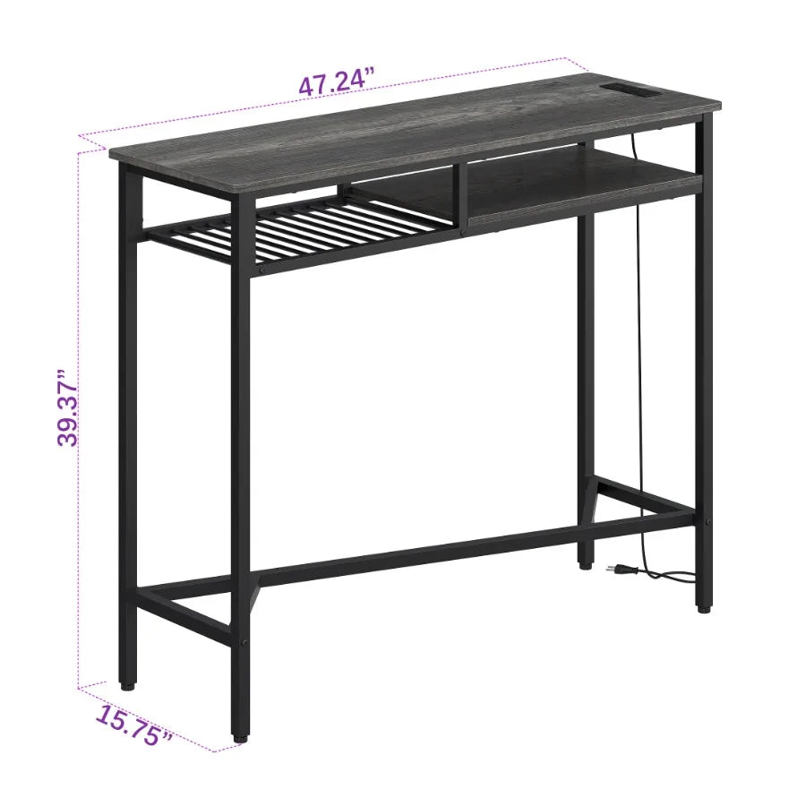 Counter Height Bar Table with Charging Station
