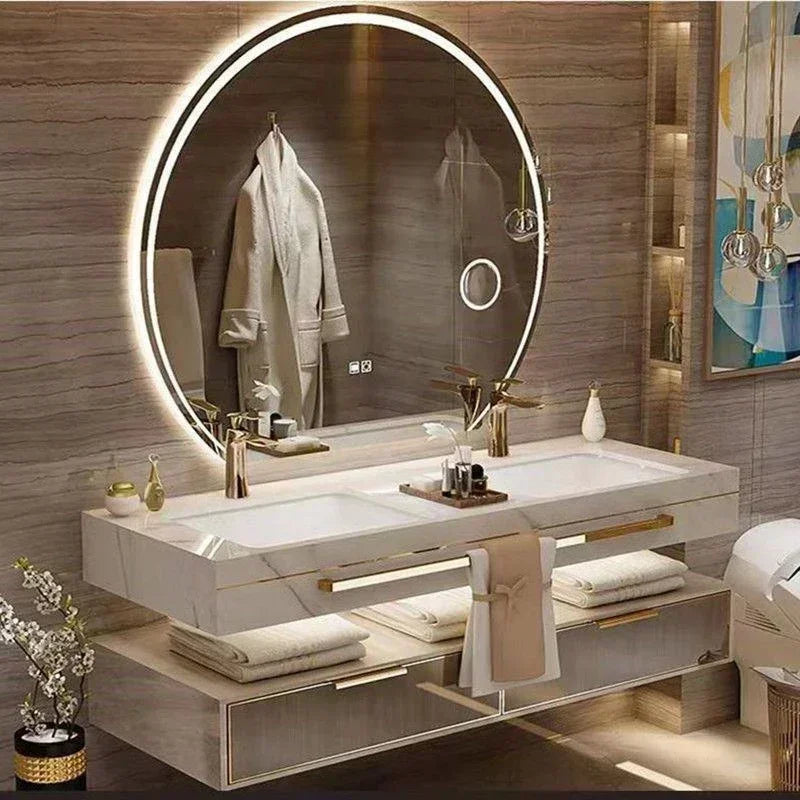 Bathroom Cabinet  Slate Smart Mirror  Double Washbasin