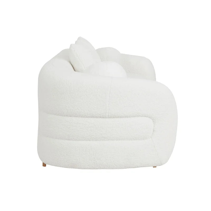 White and Gold Upholstered 3-Piece Living Room Sofa Set