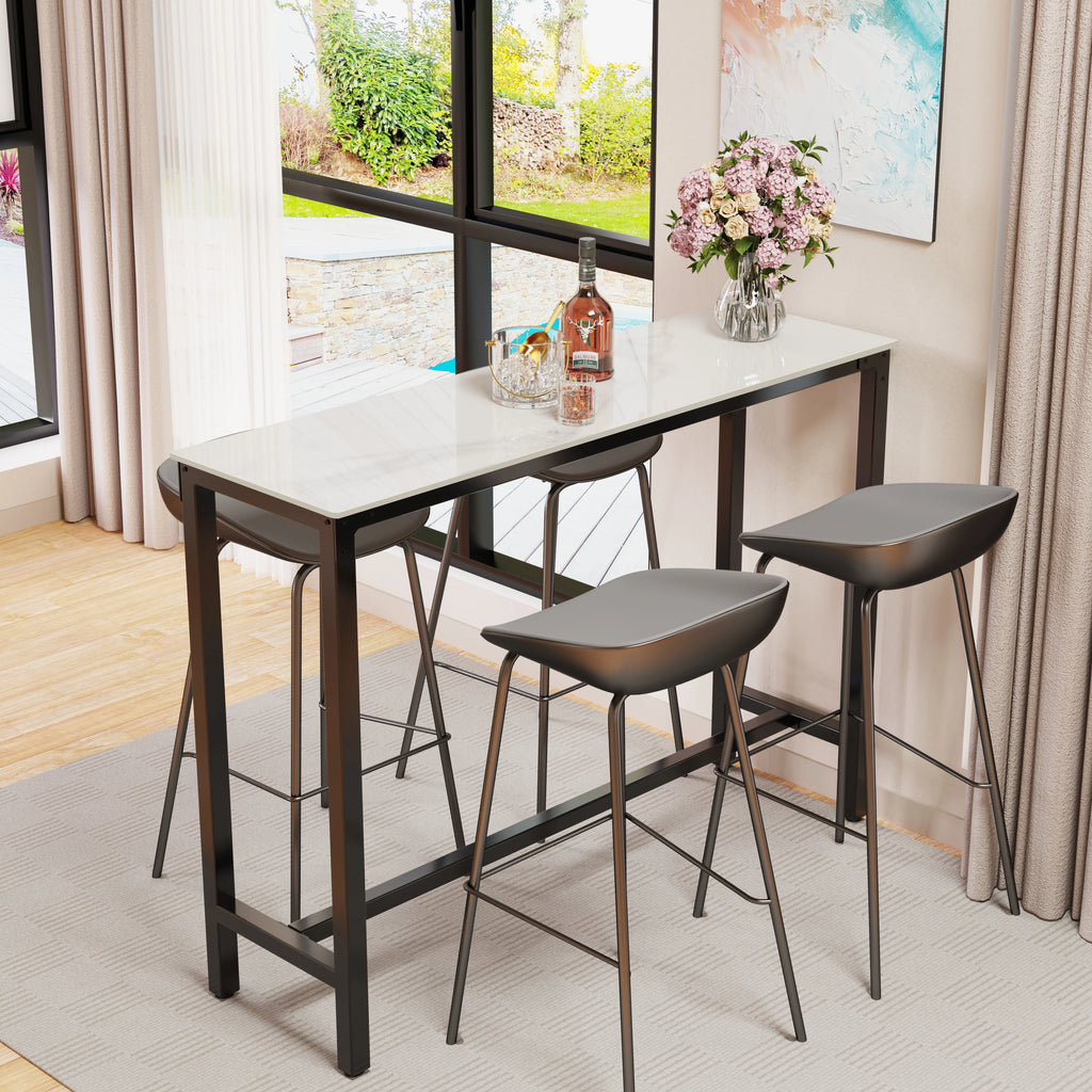 Sintered Stone White Counter Height Bar Table