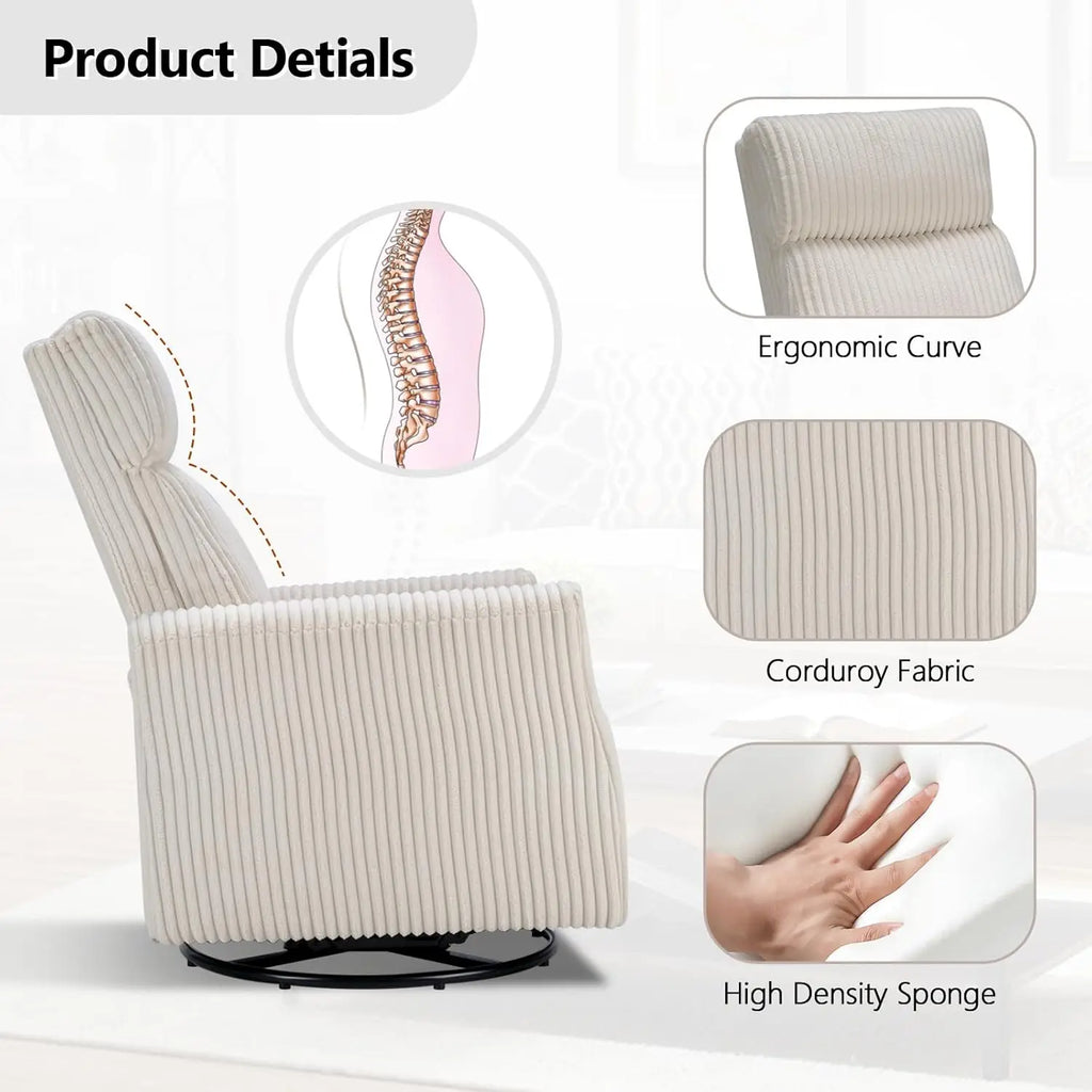 High-Back Swivel Rocker Nursery Chair